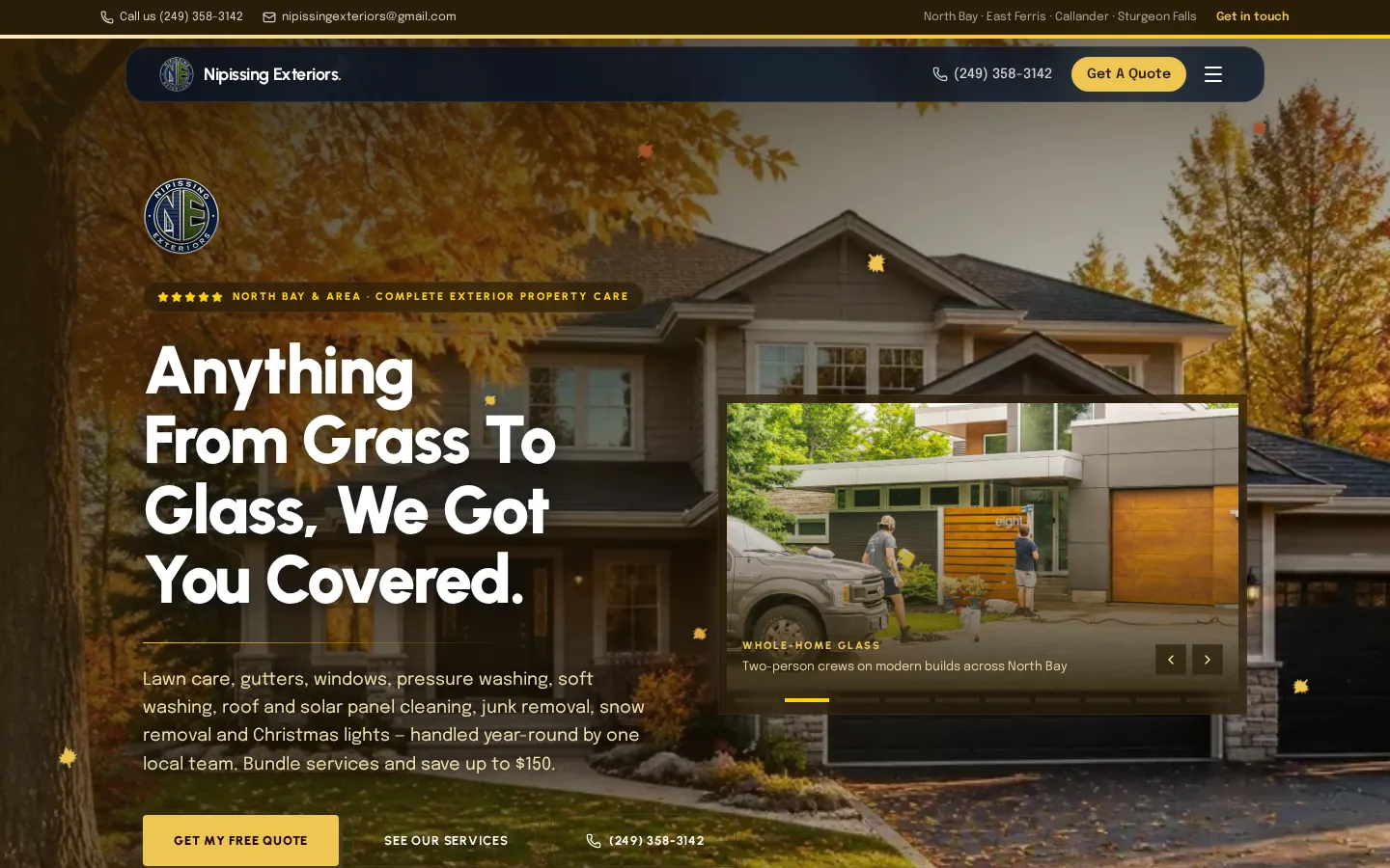 Nipissing Exteriors homepage preview