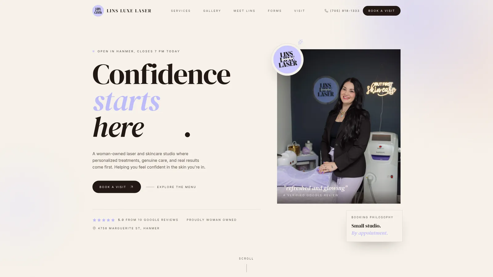 Lins Luxe Laser homepage preview
